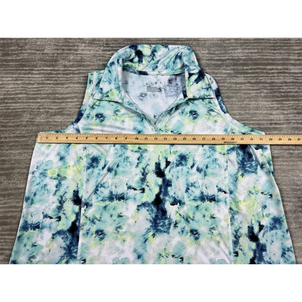 Livi Active Women's Tie-Dye Tank Top in Blue, Aqua, Navy, Lime - Picture 4 of 10
